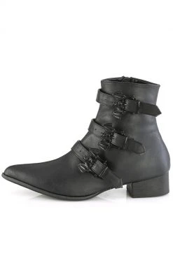 Demonia WARLOCK-50-B Black Vegan Winklepicker Bat Boots Shoes