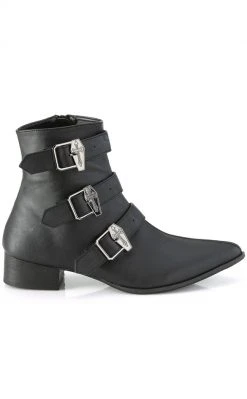 Demonia WARLOCK-50-C Black Vegan Winklepicker Coffin Boots Shoes