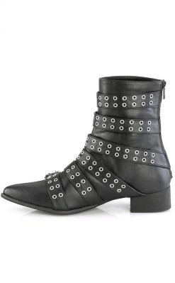 Demonia Shoes WARLOCK-70 Black Matte Winklepicker Boots