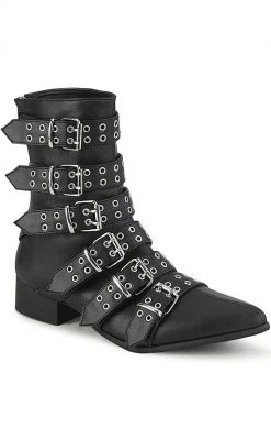 Demonia Shoes WARLOCK-70 Black Matte Winklepicker Boots