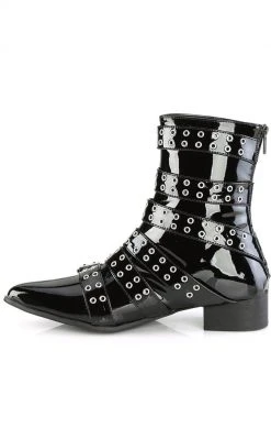 Demonia WARLOCK-70 Black Patent Winklepicker Boots