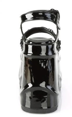 Demonia Shoes WAVE-09 Black Patent Platform Sandals