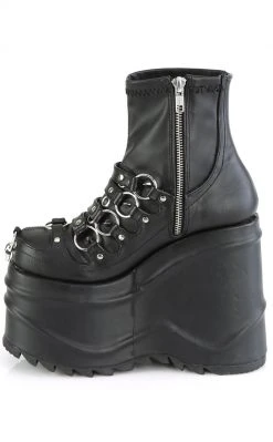 Demonia Shoes WAVE-110 Black Matte Stretch Ankle Boots