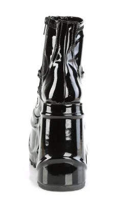 Demonia WAVE-110 Black Patent Stretch Ankle Boots Shoes