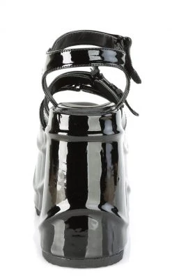 Demonia Shoes WAVE-13 Black Patent Platform Sandals