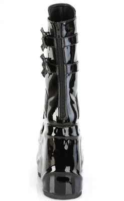 Demonia Shoes WAVE-150 Black Patent Platform Boots