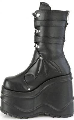 Demonia WAVE-150 Black Vegan Leather Platform Boots