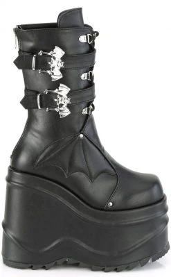 Demonia WAVE-150 Black Vegan Leather Platform Boots