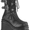 Demonia WAVE-150 Black Vegan Leather Platform Boots