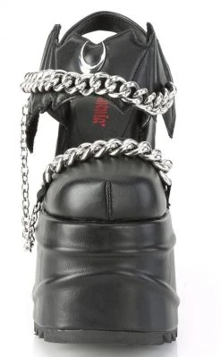 Demonia WAVE-20 Black Vegan Leather Platform Sandals