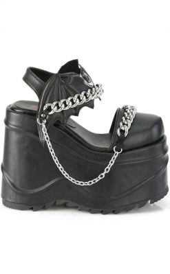 Demonia WAVE-20 Black Vegan Leather Platform Sandals
