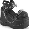 Demonia WAVE-20 Black Vegan Leather Platform Sandals