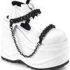 Demonia WAVE-20 White Vegan Leather Platform Sandals Shoes
