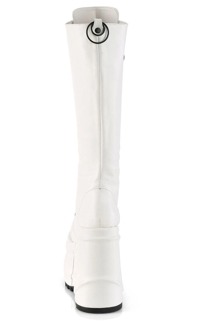 Demonia WAVE-200 White Vegan Leather Knee High Platform Boots Shoes 6 Demonia WAVE-200 White Vegan Leather Knee High Platform Boots Shoes