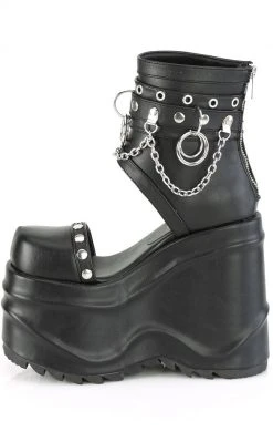 Demonia WAVE-22 Black Vegan Leather Platform Sandals 9 Demonia WAVE-22 Black Vegan Leather Platform Sandals