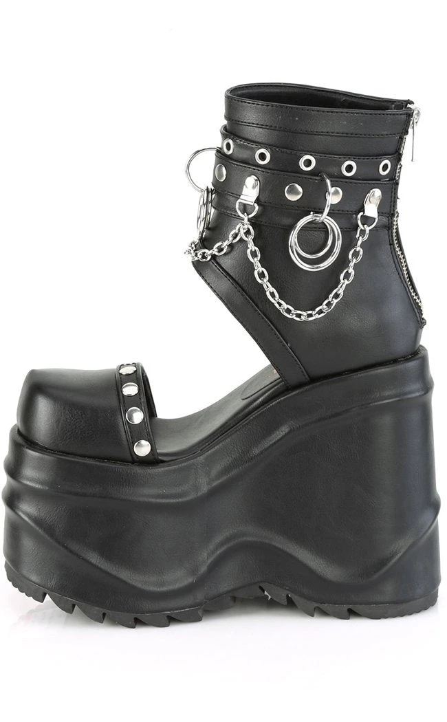 Demonia WAVE-22 Black Vegan Leather Platform Sandals 5 Demonia WAVE-22 Black Vegan Leather Platform Sandals