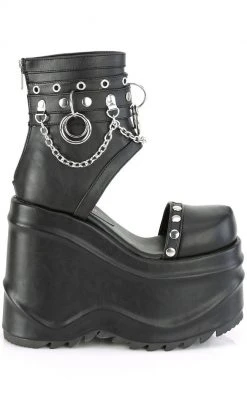 Demonia WAVE-22 Black Vegan Leather Platform Sandals 11 Demonia WAVE-22 Black Vegan Leather Platform Sandals