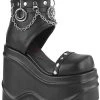 Demonia WAVE-22 Black Vegan Leather Platform Sandals