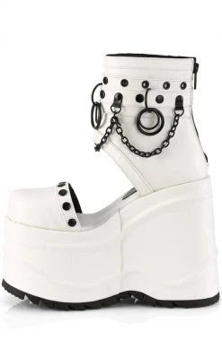 Demonia WAVE-22 White Vegan Leather Platform Sandals
