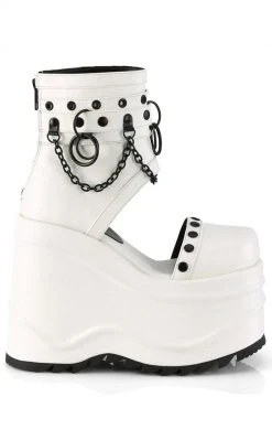 Demonia WAVE-22 White Vegan Leather Platform Sandals