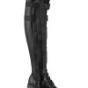 Demonia Shoes WAVE-315 Black Matte Thigh High Platform Boots