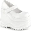 Demonia WAVE-32 White Vegan Leather Platform Mary Janes Shoes