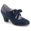 Pin Up Couture WIGGLE-32 Navy Blue Faux Leather Heels (AU Stock)
