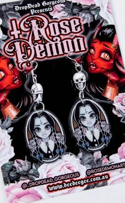 Rose Demon Jewellery Wednesday Holo Earrings