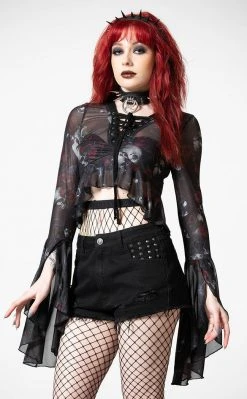 Killstar Wicked Rose Mesh Blouse Clothing