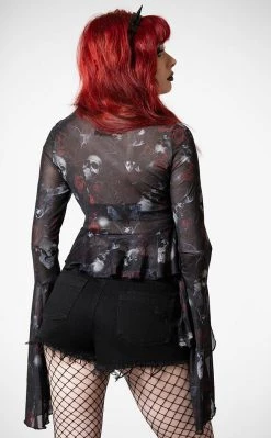 Killstar Wicked Rose Mesh Blouse Clothing