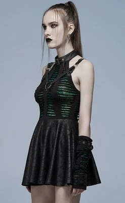 Punk Rave Wicked Weave Harness Dress | Black & Green