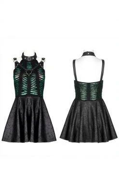 Punk Rave Wicked Weave Harness Dress | Black & Green