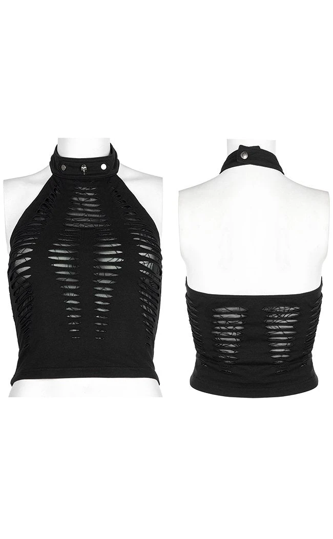Punk Rave Widow's Web Halter Top | Black 9 Punk Rave Widow's Web Halter Top | Black