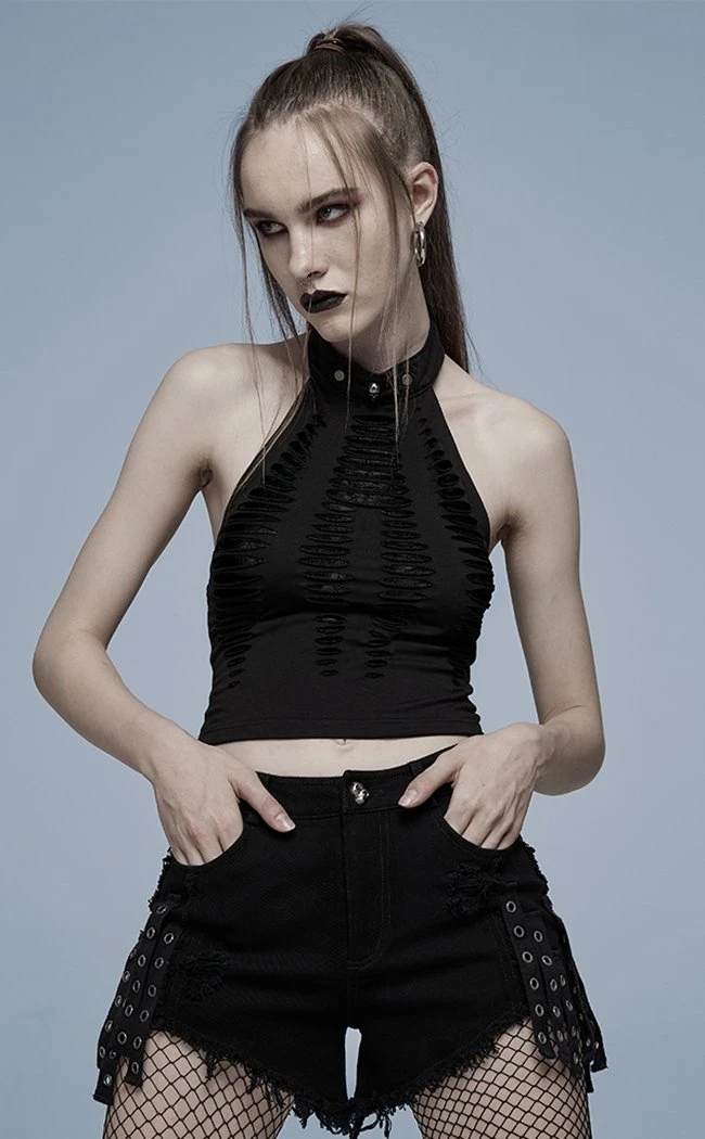 Punk Rave Widow's Web Halter Top | Black 3 Punk Rave Widow's Web Halter Top | Black