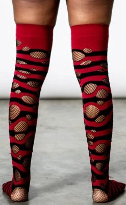 Killstar Wretched Soul Distress Socks | Black/Blood