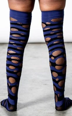 Killstar Wretched Soul Distress Socks | Black/Midnight