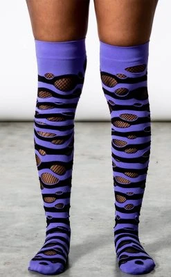 Killstar Wretched Soul Distress Socks | Black/Plum 6 Killstar Wretched Soul Distress Socks | Black/Plum