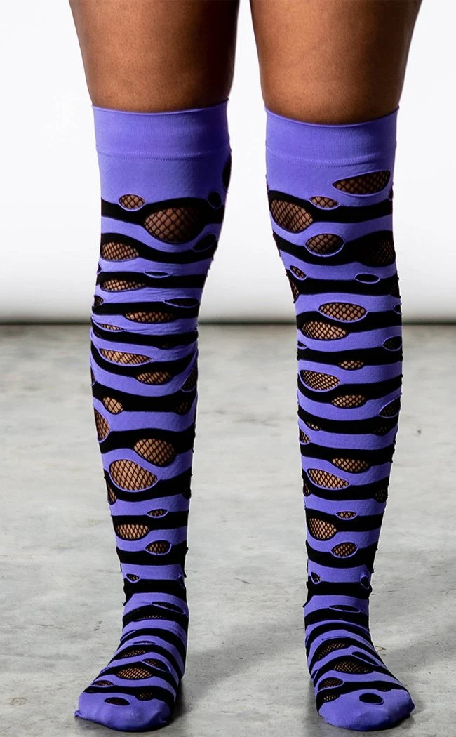 Killstar Wretched Soul Distress Socks | Black/Plum 4 Killstar Wretched Soul Distress Socks | Black/Plum