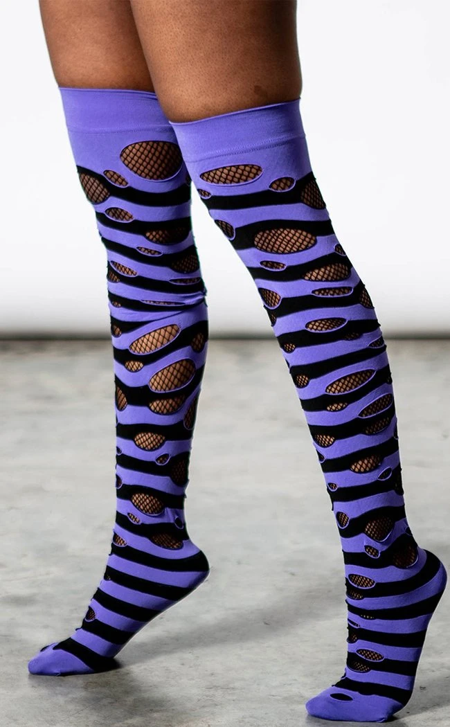 Killstar Wretched Soul Distress Socks | Black/Plum 3 Killstar Wretched Soul Distress Socks | Black/Plum