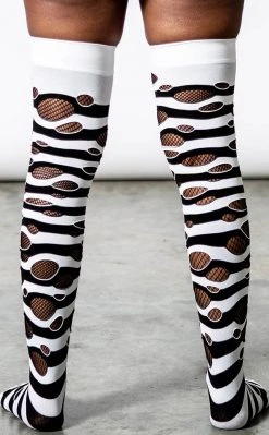 Killstar Wretched Soul Distress Socks | Black/White