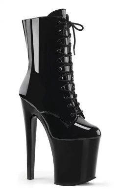 Pleaser Pole Shoes XTREME-1020 Black Patent Ankle Boots