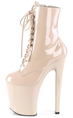 Pleaser XTREME-1020 Nude Patent Ankle Boots