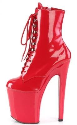 Pleaser XTREME-1020 Red Patent Ankle Boots