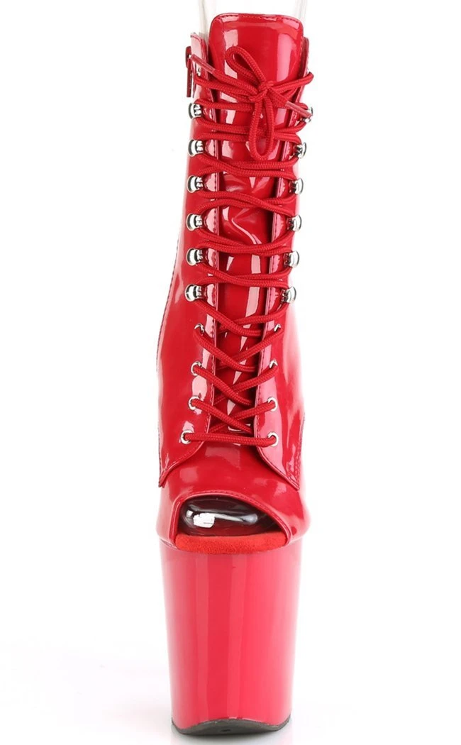 Pleaser XTREME-1021 Red Patent Peep Toe Ankle Boots Pole Shoes 4 Pleaser XTREME-1021 Red Patent Peep Toe Ankle Boots Pole Shoes