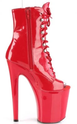 Pleaser XTREME-1021 Red Patent Peep Toe Ankle Boots Pole Shoes 11 Pleaser XTREME-1021 Red Patent Peep Toe Ankle Boots Pole Shoes