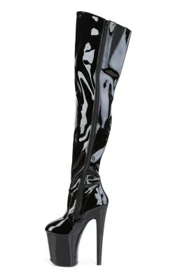 Pleaser XTREME-3010 Black Thigh High Boots