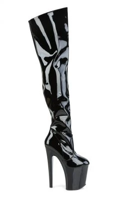 Pleaser XTREME-3010 Black Thigh High Boots