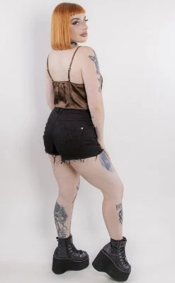 Motel Yanaka Crop | Chocolate Satin Clothing