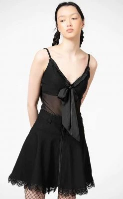 Killstar Clothing Yuna Ribbon Mesh Top