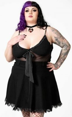 Killstar Clothing Yuna Ribbon Mesh Top